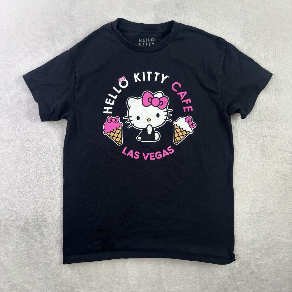 Hello Kitty Cafe Black Short Sleeve Graphic Shirt Unisex Small
